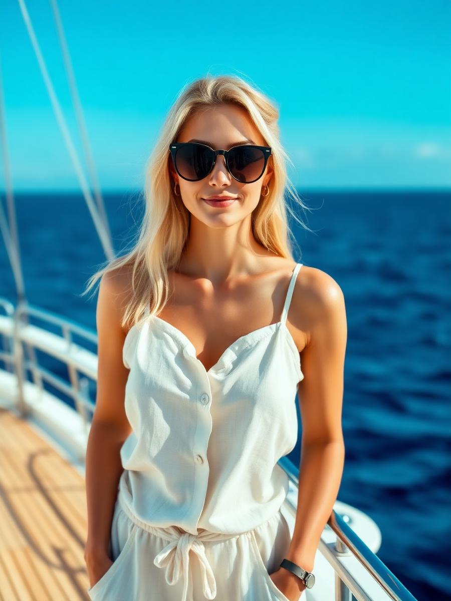 Elise Bergman, a MiraiMind AI companion, open sea calm from Gothenburg